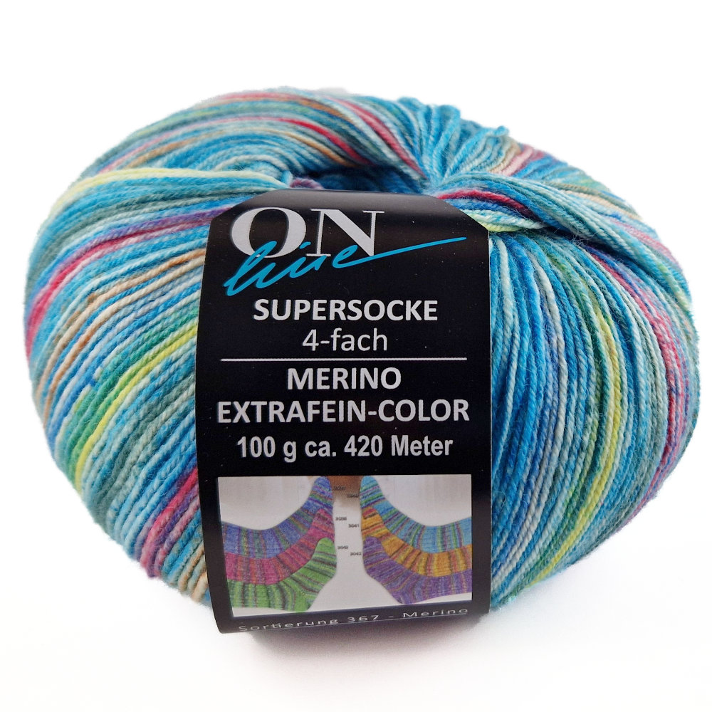 Supersocke Merino Extrafein Sort. 367 Color 4-fach von ONline
